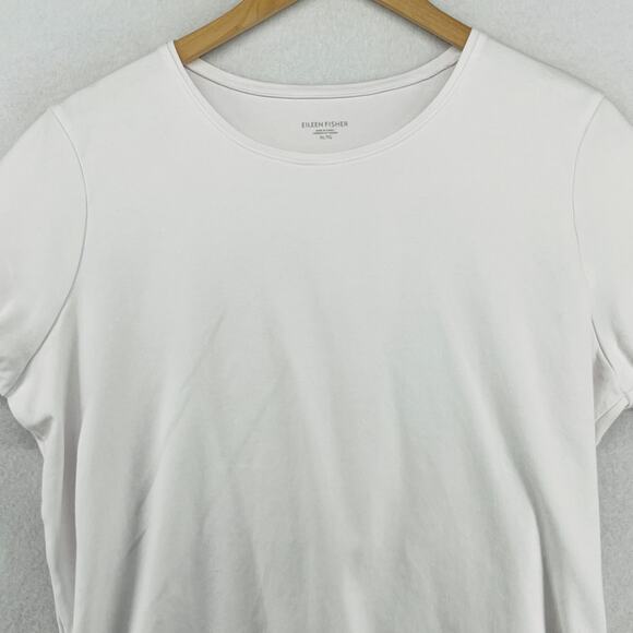 EILEEN FISHER Top XL Organic Cotton Interlock Jersey Crewneck Short Sleeve White - Picture 3 of 13
